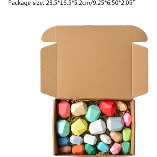 22 Pcs Children Wooden Colored Stone Stacking Game Building Block Education Toy Y4UD