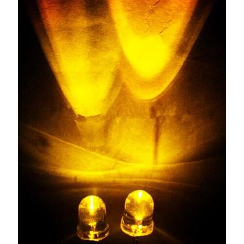 250pcs 8mm LED Diode Yellow Water Clear Round 20mA 588-592nm Ultra Bright 8 mm LED Light-Emitting Diode Lamp Transparent Light