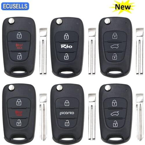3 Button Folding Flip Remote Car Key Shell Case Housing For Kia K2 K5 Soul Sorento Sportage Cerato Rio Picanto with Uncut Blade