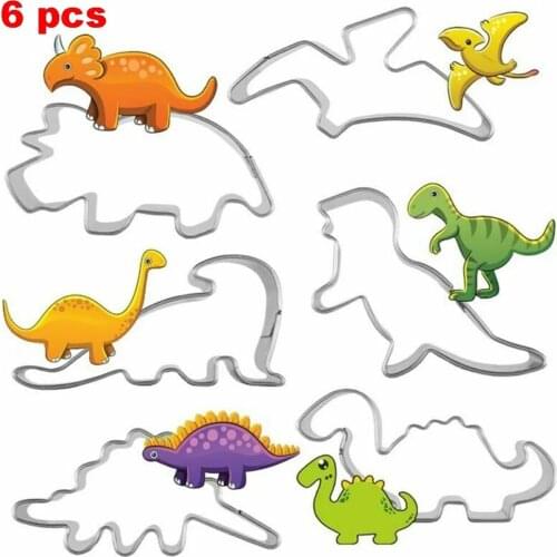 3D Dinosaur Cookies Cutter Mold Dinosaur/Number/Puzzle Cookie Cutter Dino Biscuit Pastry Pastry Candy Steel Baking Mold Set