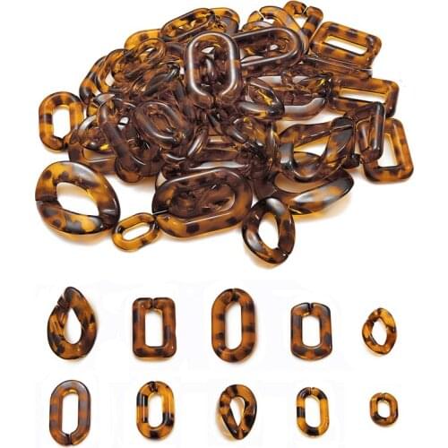 10/ 20Pcs Selective Sizes Leopard Colour Opening Acrylic Chain Link For DIY Making Earrings Necklace Jewelry Accessories