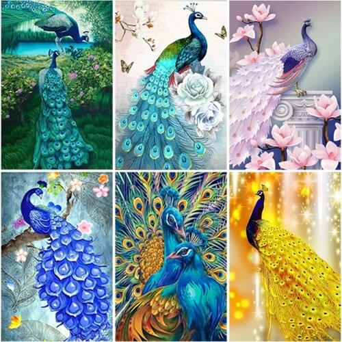 5D DIY Diamond Painting Peacock Cross Stitch Kits Diamond Embroidery Store Landscape Handmade Gift Home Decorations