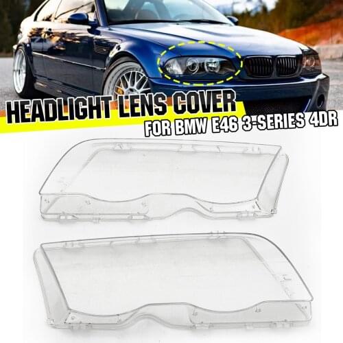Pair Car Headlight Glass Cover Clear 4 Door Automobile Headlamp Head Light Lens Covers Styling For BMW E46 3-Series 98-01