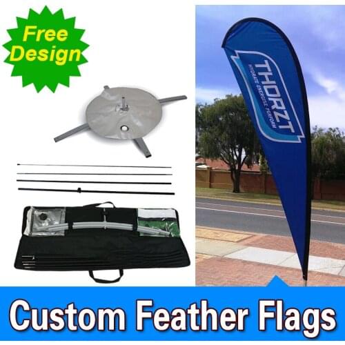 Free Design Free Shipping Single Sided Cross Base Teardrop Flag Signs Advertising Promotional Sail Flags Printed Flags