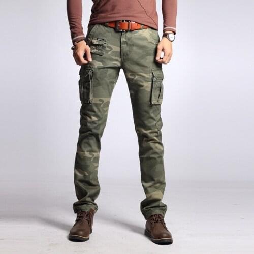 Camouflage Cargo Pants Multi-Pocket Men Trousers Outdoor Leisure Sports Slim-Fitting Straight Leg 5 Colors Big Size