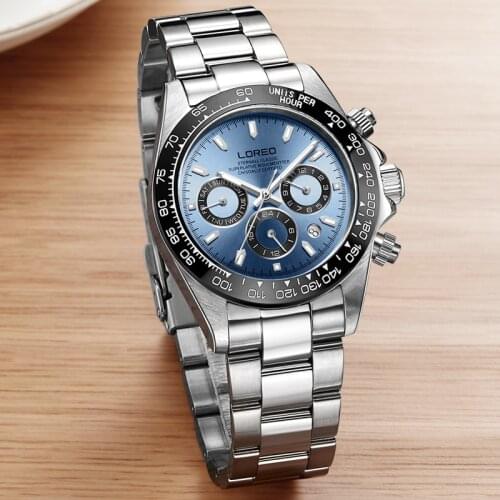 LOREO Classic Series Sapphire Crystal Ceramic Bezel Steel Waterproof Men Watch Top Brand Luxury Automatic Mechanical Watch 2021