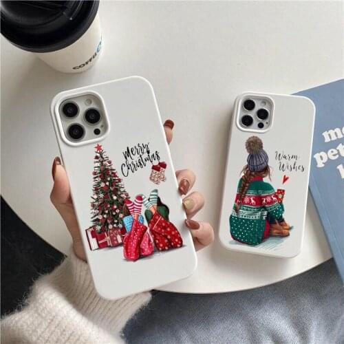Christmas Girl Matte White soft TPU soft phone case for iPhone 12pro max 8 7 6S Plus XS MAX XR SE2020 11pro max 12mini 5S Coque