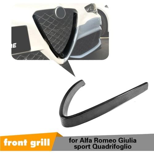 Dry Carbon Fiber Front Grill Mesh Frame Cover for Alfa Romeo Giulia Base Sport Quadrifoglio Sedan 4 Door 2016-2018 Car Styling