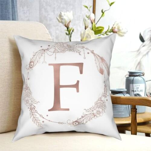 Letter F Rose Gold Alphabet Pillowcase Printing Fabric Cushion Cover Decoration Pillow Case Cover Home Dropshipping 40X40cm