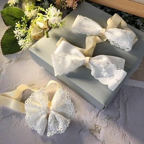 Baby Headband Girls White Lace Hairband For Children Hair Accessories Elastic Bands Kids Newborn Photo Props Big Bows Head Band