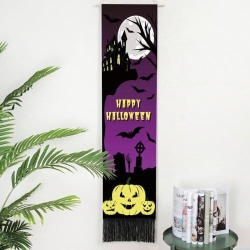 Halloween Pumpkin Phase Tapestry Macrame Wall Hanging Gossip Tassel Tapestries Hippie Wall Rugs Home Magic Castle Blanket Decor