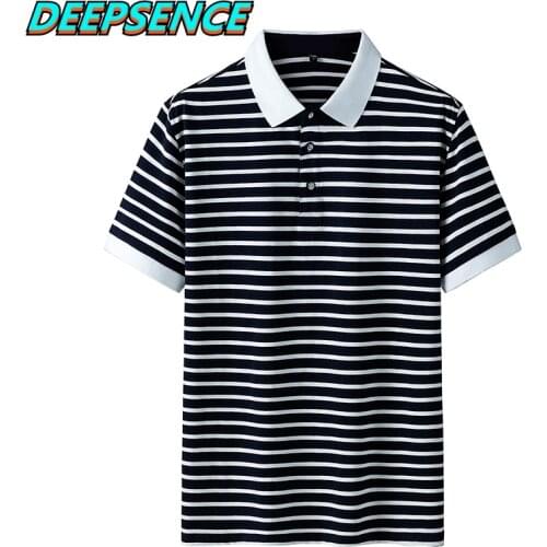 Men Summer New Fashion Polo Shirt Men Casual Holiday Home Striped Button Breathable Loose Fit Polos Shirt Men M-4XL