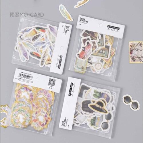 45pcs/pack Vintage life Flowers Bronzing Diary Paper Label Sealing Adhesive Scrapbooking Decorative DIY Stickers