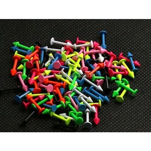Neon color paint stainless steel lip ring labret with spike cone 40pcs body piercing jewelry mix lots 8 colors