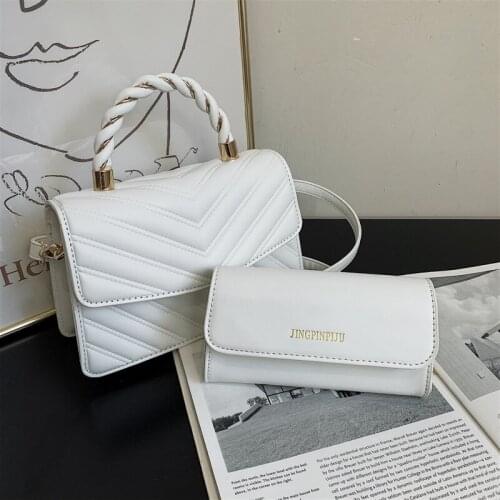 New color contrast handbag with foreign embroidery single shoulder bag
