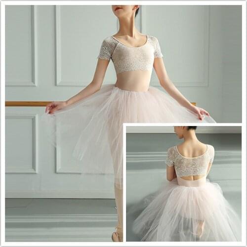 2021 New Round Collar Lace Adult Gymnastics Costume Kids Dance Leotards For Girls Dance Wear Ballet Leotards For Women