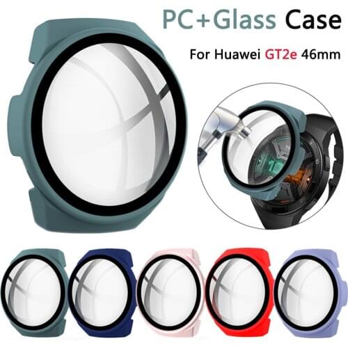 New Multicolor Injection Case Full Protective PC+Tempered Glass Bumper for Huawei Watch GT 2e 46mm Cover Thin Lightweight Shell