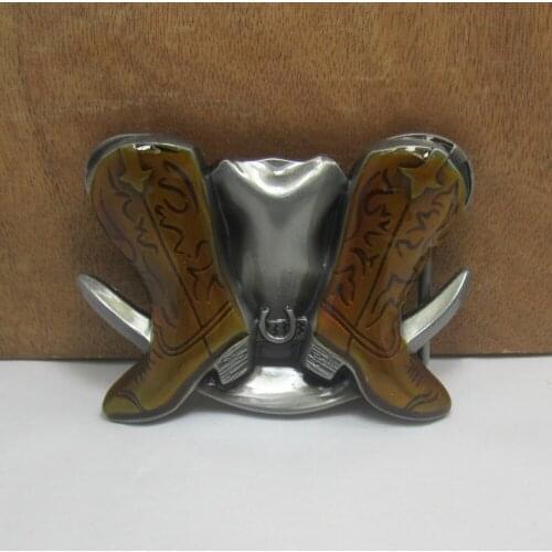 BuckleClub wholesale retro western boots cowboy jeans gift belt buckle FP-02157 pewter finish for men 4cm width loop