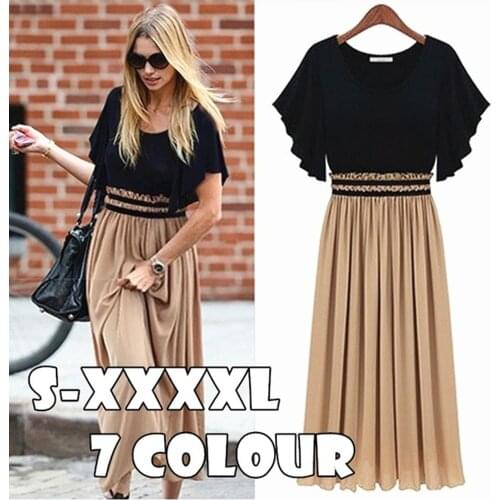 Summer dress Fashion Women Casual High Waist Dress women Ruffles Round Neck Pleated Short Sleeve Dress vestidos de mujer casual