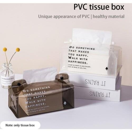 Simple Tissue Case Box Container PVC Fashion Bathroom Pumping Facial Tissue Box Napkin Papers Holder Box Case Pouch Table Decor