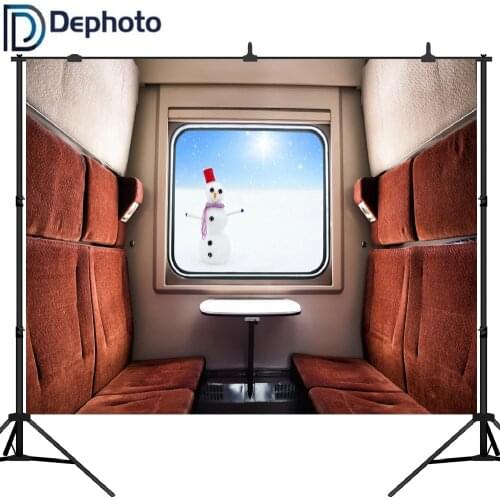 Dephoto Romantic Christmas Trip Train Cabin Snowman Photography Backgrounds Customized Photographic Backdrops For Photo Studio