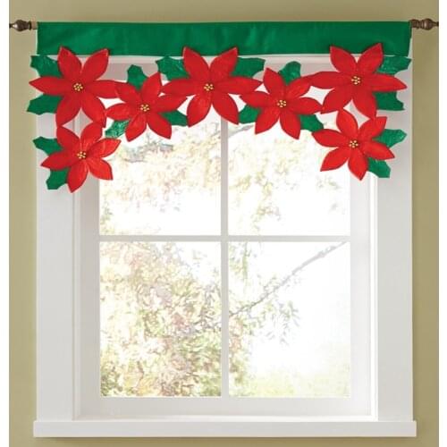 Xmas Curtain Window Valance Room Decoration Supplies New Christmas Petals Curtains Festival Xmas Flower Decorative YL971221