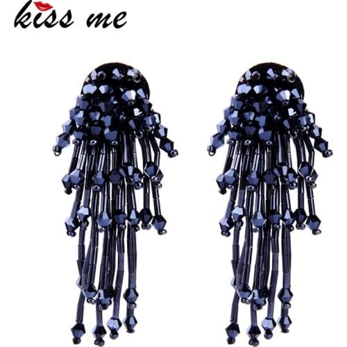 KISS ME 3 Colors Acrylic Beads Earrings New Unique Women Party Long Drop Earrings Fashion Brand Jewelry