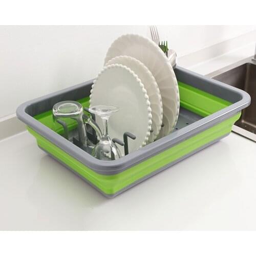 Foldable DIY Silicone Dish Rack Kitchen Storage Rack Drainer Plate Cups Stand Display Holder Drying Rack Home Organizer Folding