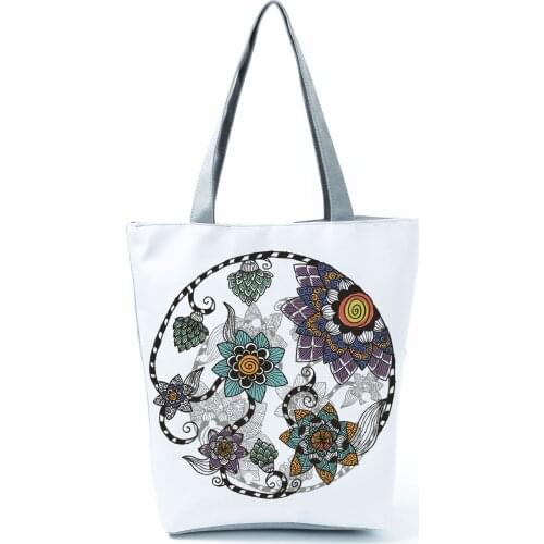 Geometry Pattern Handbags Simple Floral Printed Tote Fashion Pretty Shopping Bag High Capacity Shopping Bag Portable Travel Bag