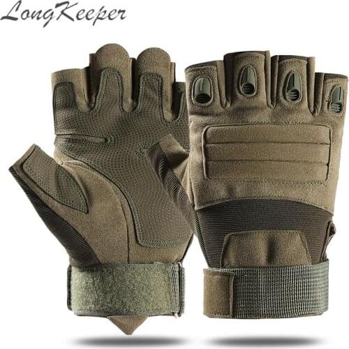 Outdoor Sports Tactical Fingerless Gloves Half Finger Military Army Gloves Anti-Slip Climbing Cycling Gloves Motorcycle Gloves