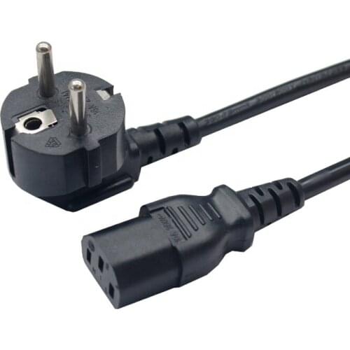 H03VV-F EU Power Cord 1.5m 2m 10ft 5m 10m Schuko Angle Plug IEC C13 Power Supply Cable for Projector PC