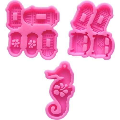 Castle Car Seahorse Ornaments Epoxy Resin Mold Keychain Pendant Silicone Mould DIY Crafts Jewelry Decorations Mold B03B