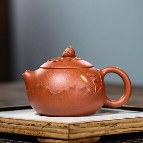 Yixing Boutique Purple Clay Tea Pot Handmade Lotus Xishi Teapot Raw Ore Beauty Kettle Chinese Tea Ceremony Customized Gift 240ml