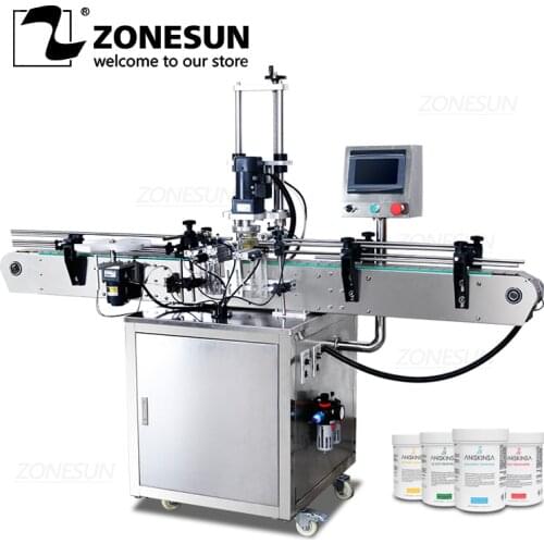 ZONESUN ZS-XG440D Full Automatic Twist Off Cap Round Jam Bottle Glass Jar Screw Capping Machine Cap Tightener