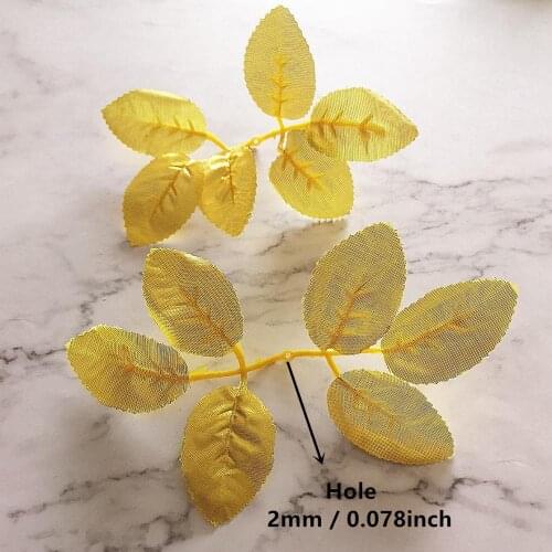 10pcs Gold Artificial Leaf Flower Wedding Home Decoration Rose Bouquet Accessories Leaves DIY Cut And Paste Craft Fake Flowers