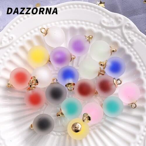 10Pcs/Lot 16mm Women Jewelry DIY Earring Necklace Accessories Color Bottle Pendant Candy Juice Round Frosted Matte Glass Pendant