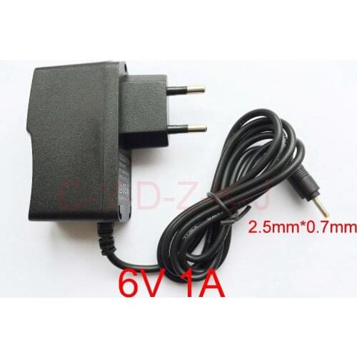 100Pcs DC 6V 1A &1000mA AC 100-240V Converter Adapter Power Supply EU Plug DC 2.5mm*0.7mm+ Free shipping