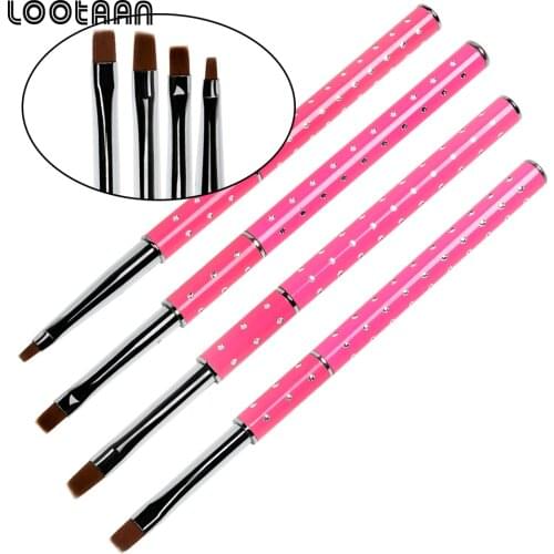 2#4#6#10# Nail Art Brush Acrylic Pen Manicure Gel Brush Flat Nail Art Ombre Brush for Nail Art UV Gel Polish Painting Drawing