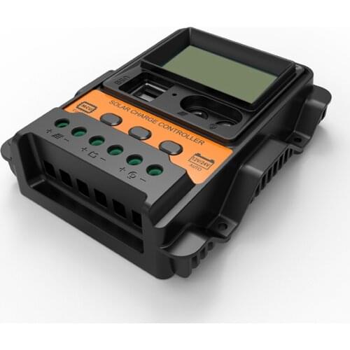 30A Solar Charge Controller Solar Panel Battery Regulator with Dual 5V USB Port 12/24V PWM Auto Parameter Adjustable LCD Display