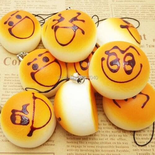 40pcs 4cm Cute DIY Expression Squishy Kawaii Face Bread Toys Wholesale Simulation Food Collectibles