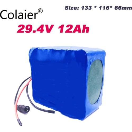 Colaier 24v 12ah 7S6P battery pack 15A BMS 250w 29.4V 12000mAh battery pack for wheelchair motor electric