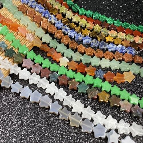 Natural Stone Loose Bead Five-pointed Shape Glossy Red Agated Opal Hole Bead for Charms Jewelry Making Necklace Bracelet