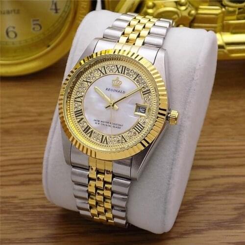2018 REGINALD Brand Date Waterproof Crystals Men Watch Steel Wrist Watch Business Lovers Dress Gift Watches Montre Homme Reloj