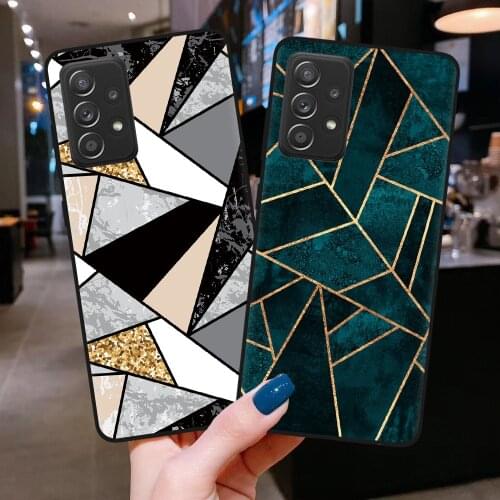 Marble Geometric Black Silicone Phone Case Cover For Samsung A52 A72 A42 A32 A12 A02 A21S A31 A41 A51 A71 A10 A20 A30 A40 A50 A7