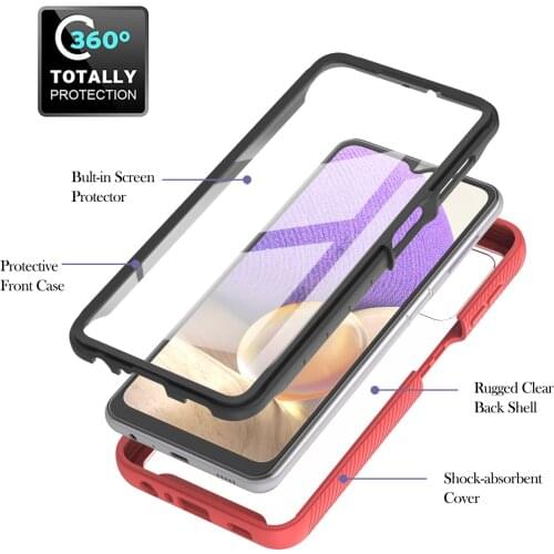 Cases For Samsung A02S Transparent Back Cover Screen Protector Phone Case Movil Galaxy A32 5G A42 A02S A52 A72 A02 Telephone