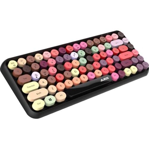 Colorful Cute Bluetooth Keyboard Retro Round Keycap Plastic Panel Mobile Phone Slim Portable Mini Bluetooth Wireless Keyboard