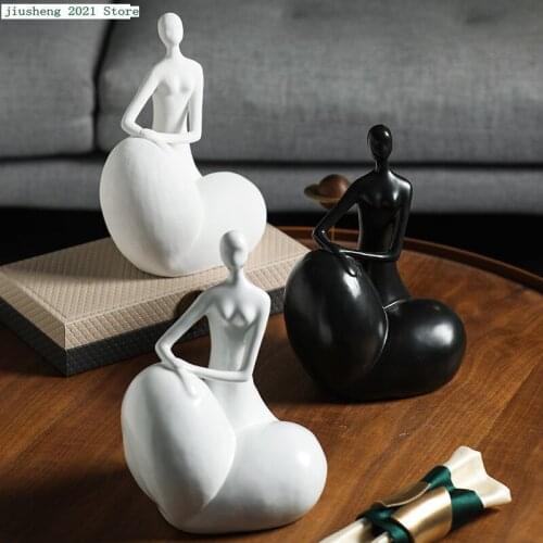 Home Female Human Body Figurines Ceramic Decoration Living Room Decoration Accessories Geometric Figures Abstract Modern Crafts