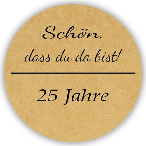 DouxArt 100pcs Schon dass du da bist Stickers -25 Jahre Anniversary, 40MM Wedding Decoration Communion Box Label Seals Q030