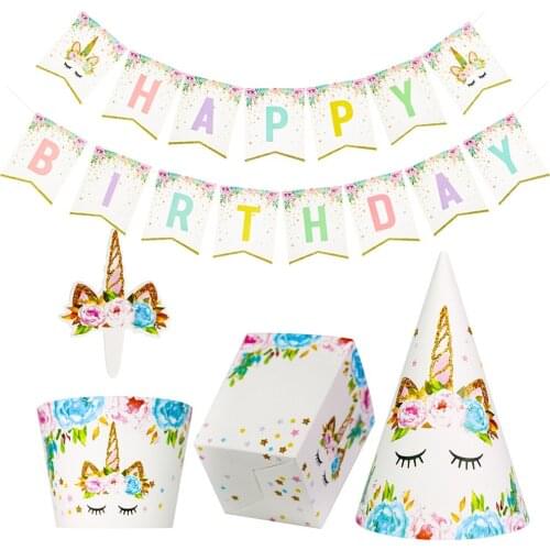 Unicorn Happy Birthday Letter Pull Flag Unicorn Banner Party Decoration Happy Birthday Party Decoration Supplies