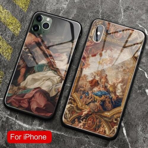 Aesthetics Palace religious fresco Art Soft Silicone Glass Phone Case Cover For iPhone SE 6 6s 7 8 Plus X XR XS 11 PRO MAX